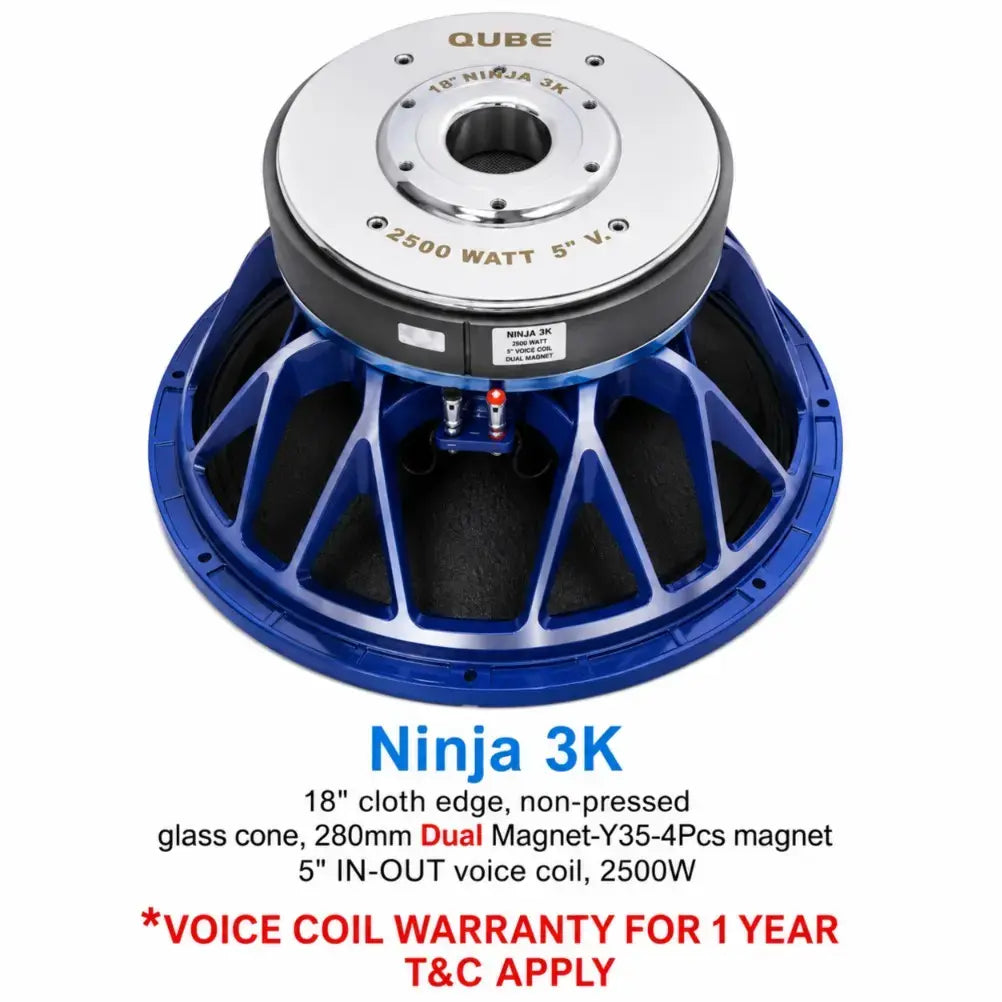 Qube 18 Ninja 3K 2500 Watt Professional Subwoofer Transducer