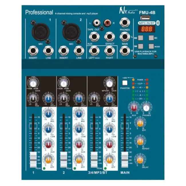 NX Audio FMU4-B 4-Channel Mixer with USB & Bluetooth