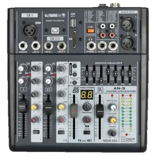 Beta3 AN3 3-Channel Analog Mixer with Bluetooth & DSP Effects