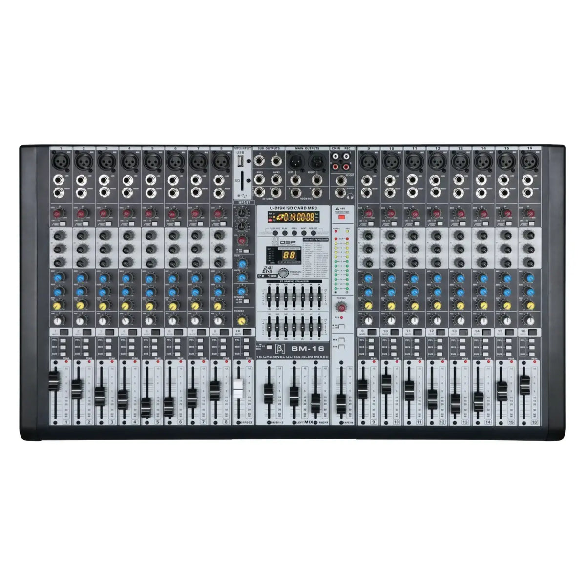 Beta3 BM16 16-Channel Professional Analog Mixer with Bluetooth & DSP Effects