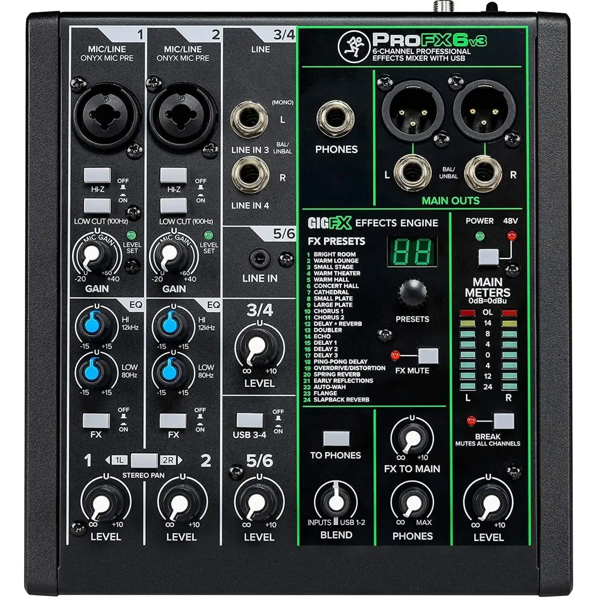 Mackie ProFX6v3 6-Channel Professional USB Mixer