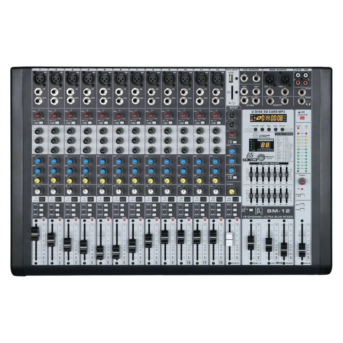 Beta3 BM12 12-Channel Professional Analog Mixer with Bluetooth & DSP Effects